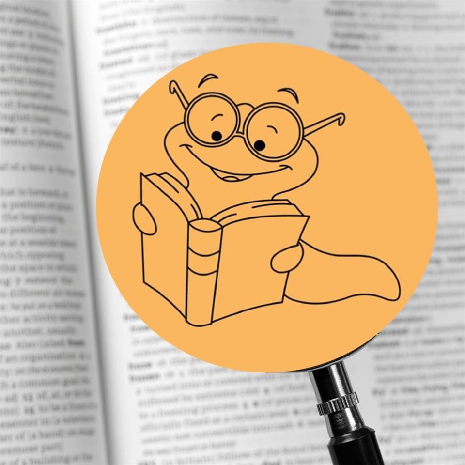Logo Bücherwurm vor einem Buch